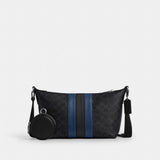 Coach Small Finn Crossbody Bag With Pouch In Signature Canvas With Varsity Stripe Silver Black Multi