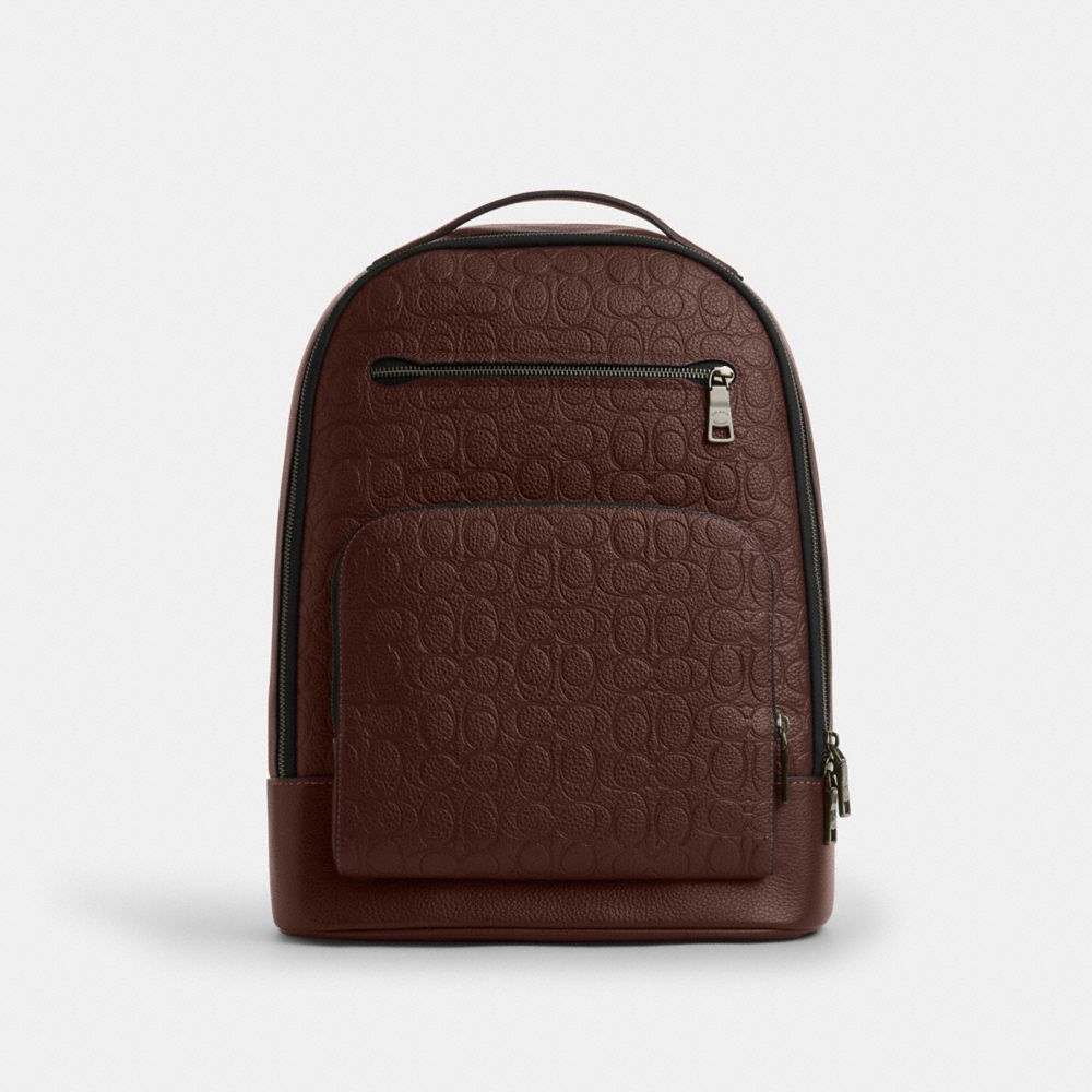 Coach Ethan Backpack In Signature Leather Gunmetal Maple