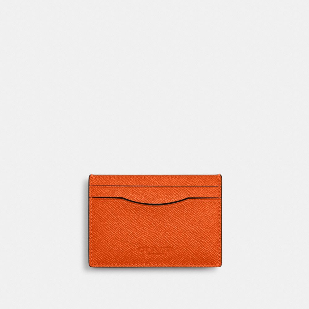 Coach Card Case With Money Clip Silver Spice Orange