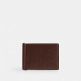 Coach Slim Money Clip Billfold Wallet In Signature Leather Gunmetal Maple