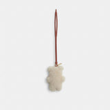 Coach Bear Puffy Bag Charm In Shearling Brass Beige