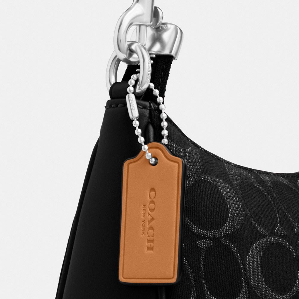 Coach Teri Shoulder Bag In Signature Denim Silver Black