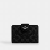 Coach Medium Corner Zip Wallet In Signature Denim Silver Black