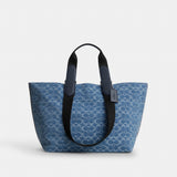 Coach Small Tour Tote Bag In Signature Denim Silver Denim