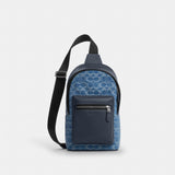 Coach West Pack In Signature Denim Silver Denim