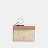 Coach Mini Skinny Id Case In Rainbow Signature Canvas Silver