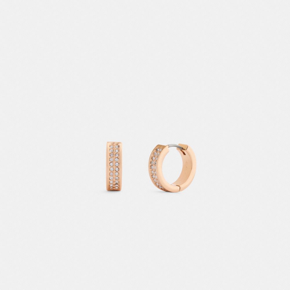 Coach Pavé C Huggie Earrings Rose Gold
