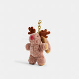 Coach Floppy With Antlers Bag Charm In Shearling Brass Multi