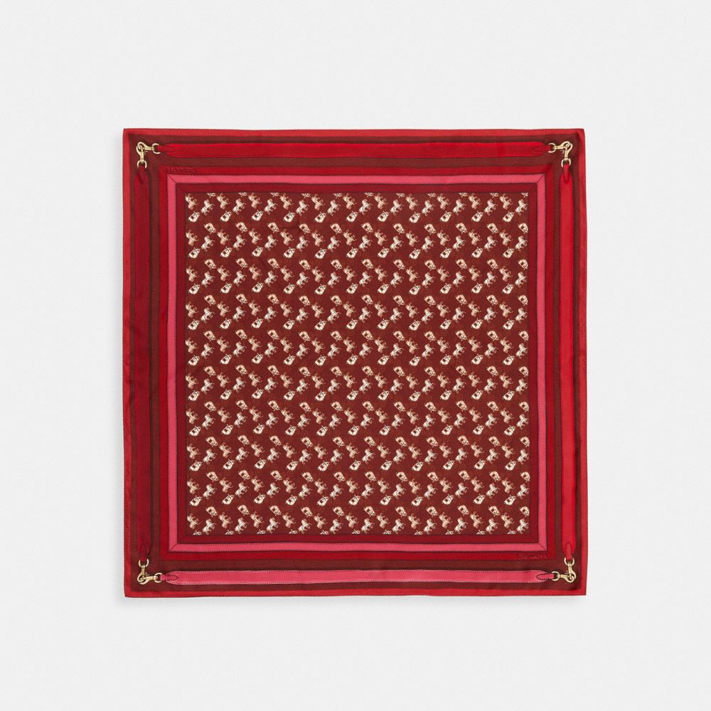 Coach Horse And Carriage Bag Strap Print Silk Square Scarf Wine Chalk