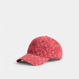 Coach Signature Denim Baseball Hat Red