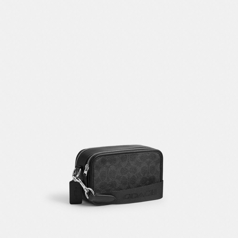 Coach Wyatt Crossbody Bag In Signature Canvas With Varsity Stripe Silver Black Multi