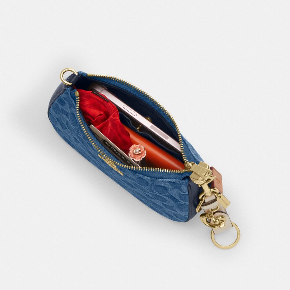 Coach Teri Mini Crossbody Bag In Signature Denim Gold Indigo