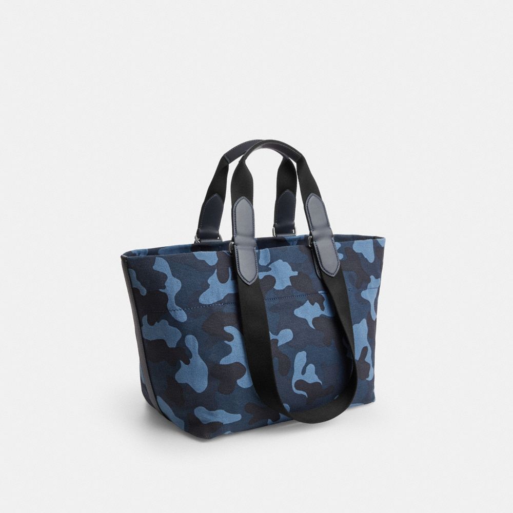Coach Small Tour Tote Bag With Camo Print Silver Blue Multi