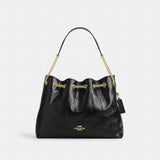 Coach Evelyn Shoulder Bag With Quilting Gold Black