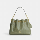 Coach Evelyn Shoulder Bag With Quilting Gold Pistachio