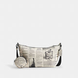 Coach Small Finn Crossbody Bag With Pouch And Newspaper Print Silver Chalk Multi
