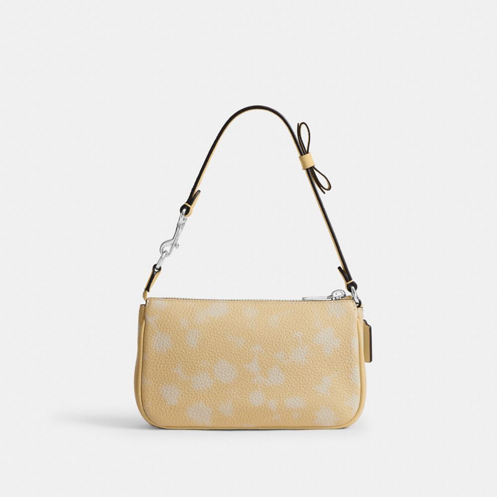Coach Nolita 19 With Floral Print And Bow Silver Washed Yellow