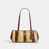 Coach Asher Shoulder Bag With Striped Patchwork Gold Redwood Multi