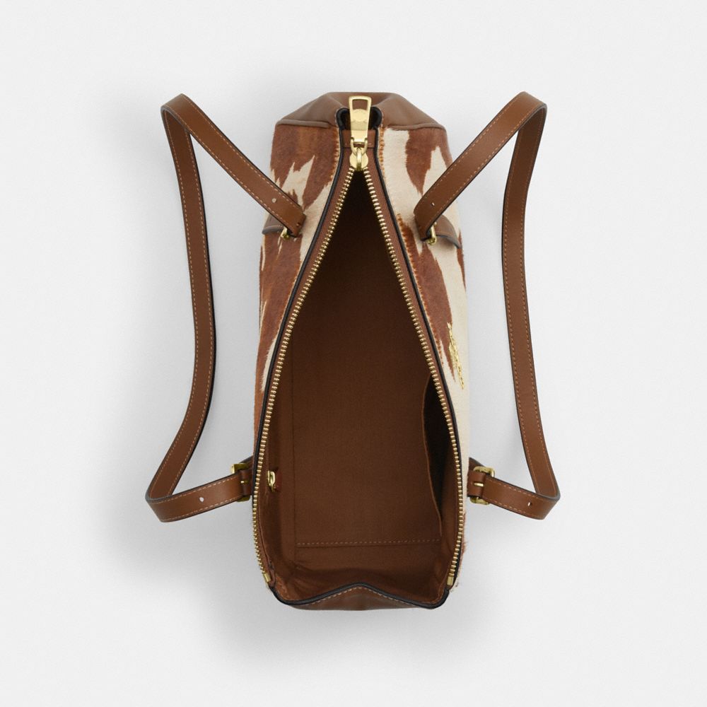 Coach Asher Shoulder Bag In Haircalf With Cow Print Gold Cow Multi