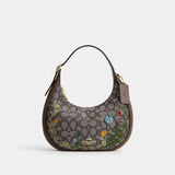 Coach Emily Shoulder Bag In Signature Jacquard With Floral Embroidery Gold Oak Multi