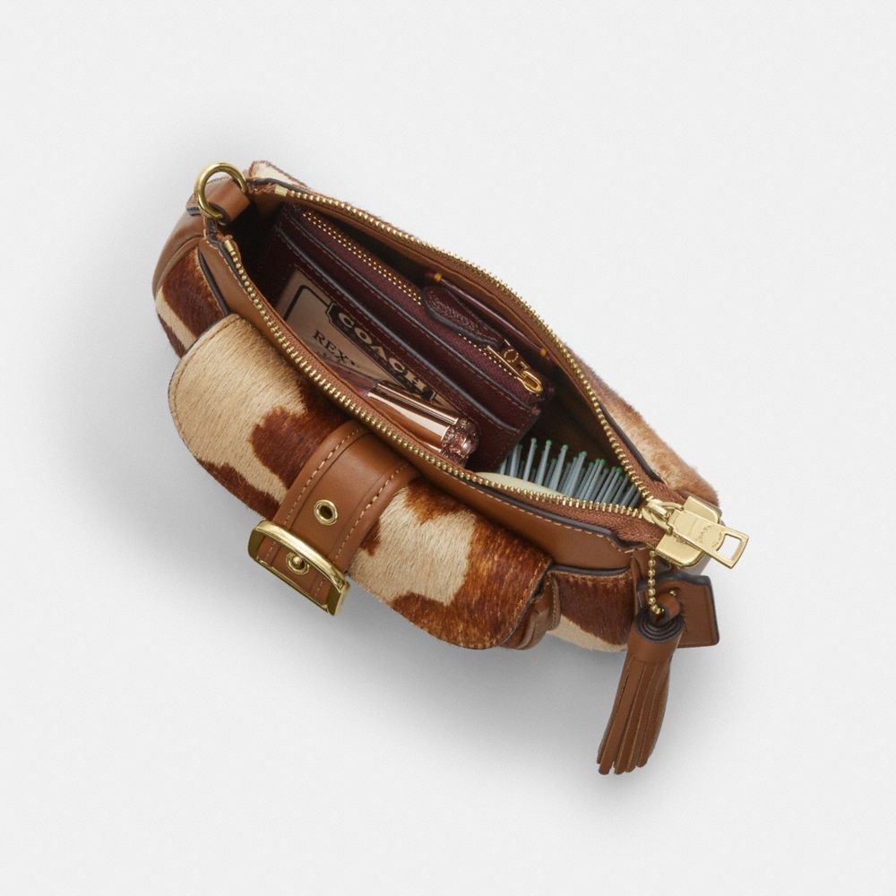 Coach Ashton Mini Shoulder Bag In Haircalf With Cow Print Gold Cow Multi