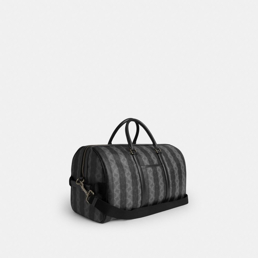 Coach Venturer Bag In Signature Canvas With Stripes Gunmetal Black Grey