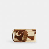 Coach Ashton Wristlet In Haircalf With Cow Print Gold Cow Multi