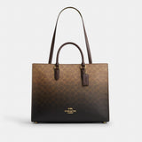 Coach Maggie Tote Bag In Ombre Signature Canvas Gold Brown