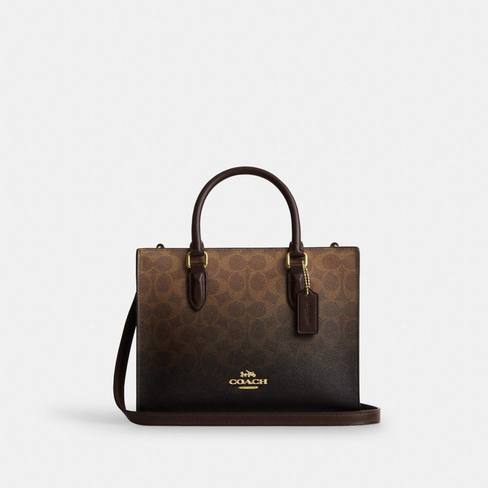 Coach Maggie Small Tote Bag In Ombre Signature Canvas Gold Brown