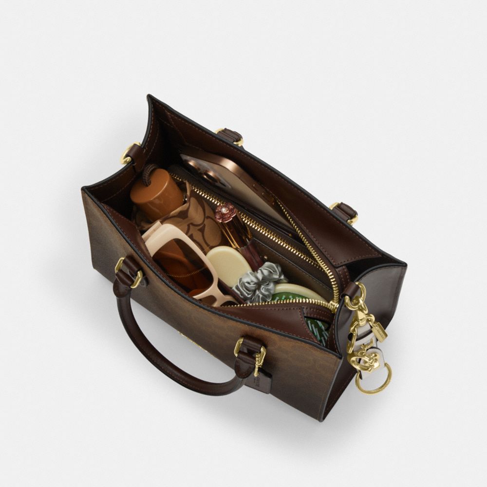 Coach Maggie Small Tote Bag In Ombre Signature Canvas Gold Brown