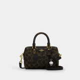 Coach Mini Rowan Crossbody Bag In Loved Signature Canvas With Charms Gold Brown
