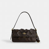 Coach Etta Small Flap Shoulder Bag With Floral Applique Gold Maple