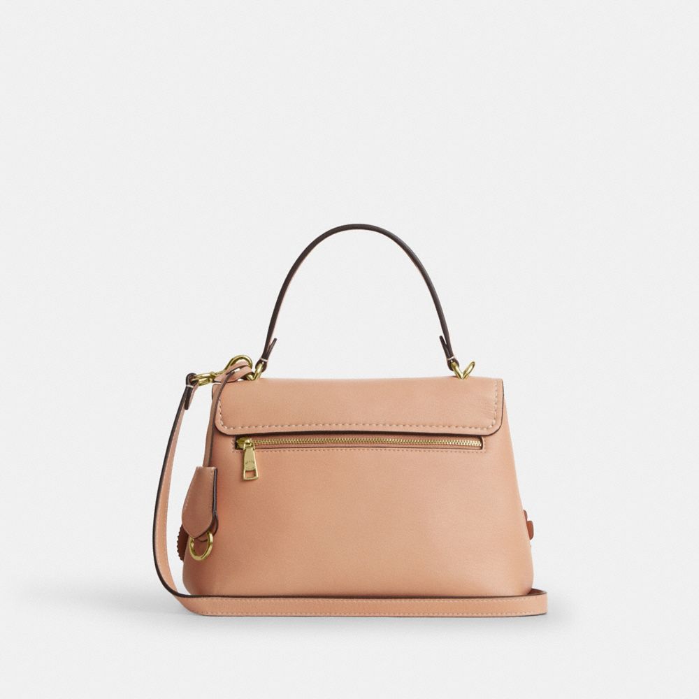 Coach Emory Top Handle Bag With Floral Applique Gold Light Pink