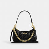 Coach Teri Shoulder Bag With Quilting Gold Black