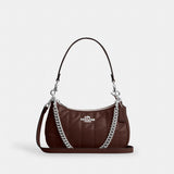 Coach Teri Shoulder Bag With Quilting Silver Maple