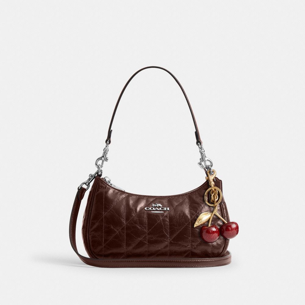 Coach Teri Shoulder Bag With Quilting Silver Maple