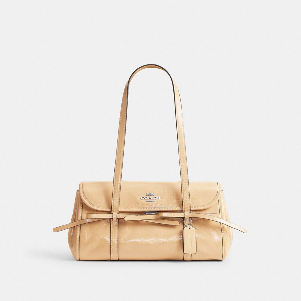 Coach Bridget Flap Shoulder Bag With Bows Silver Light Sand