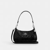 Coach Teri Shoulder Bag In Signature Leather With Heart Charm Silver