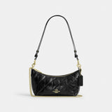 Coach Caitlin Shoulder Bag With Quilting Gold Black