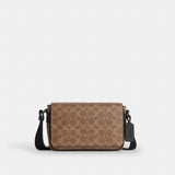 Coach Jack Small Flap Crossbody Bag In Signature Canvas Gunmetal Tan Black