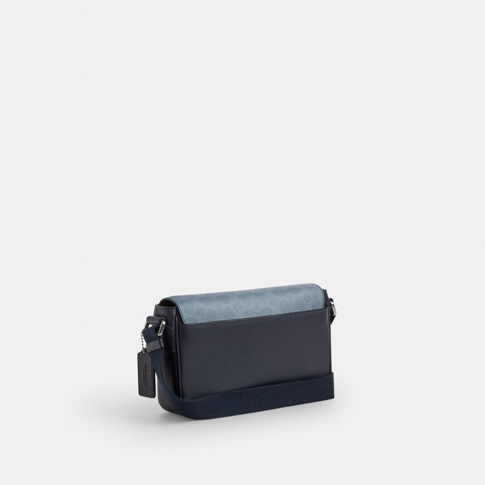 Coach Jack Small Flap Crossbody Bag In Ombre Signature Canvas Silver Blue