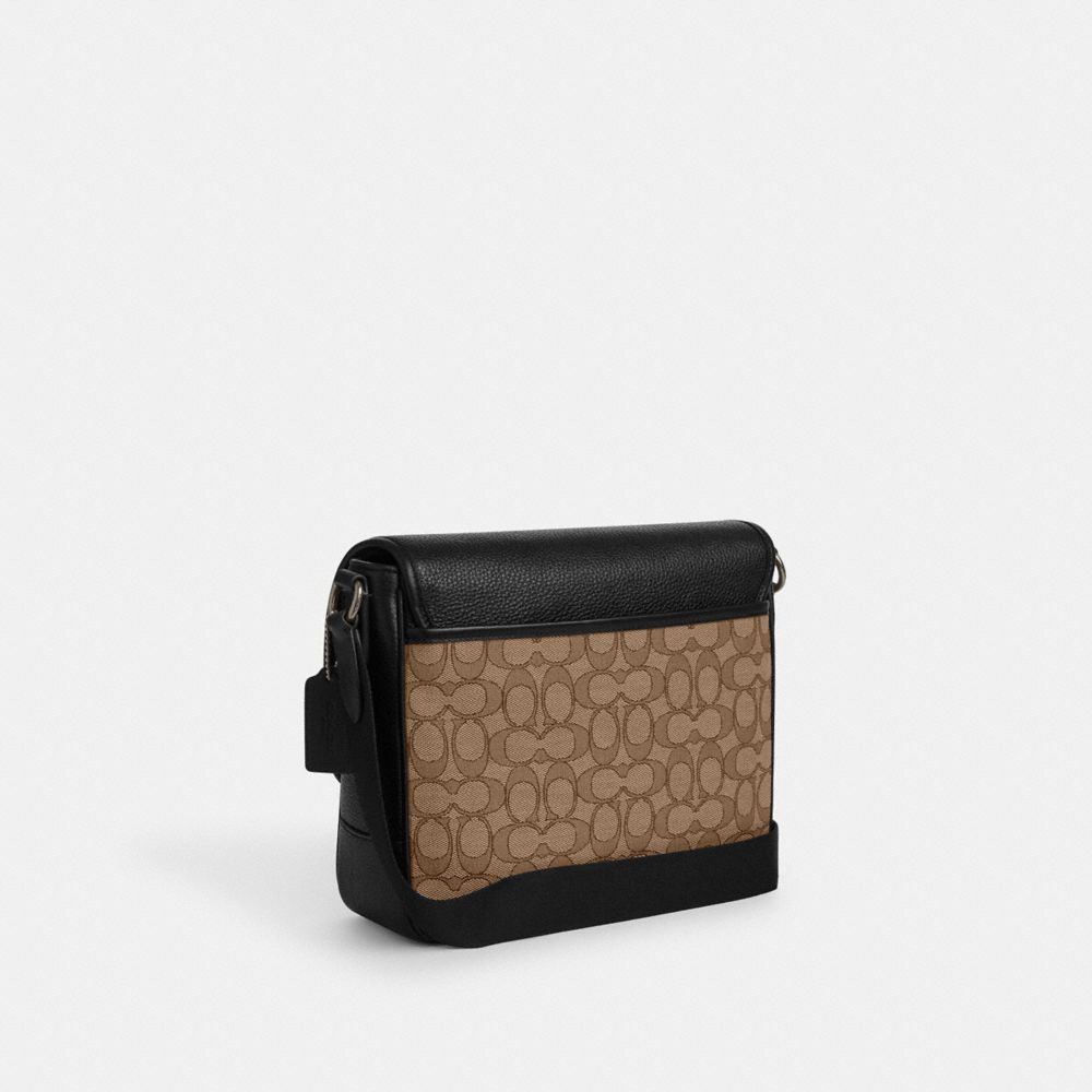 Coach Sprint Map Bag 25 In Signature Jacquard Gunmetal Tan Black