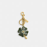 Coach Four Leaf Clover Bag Charm Brass Green Multi