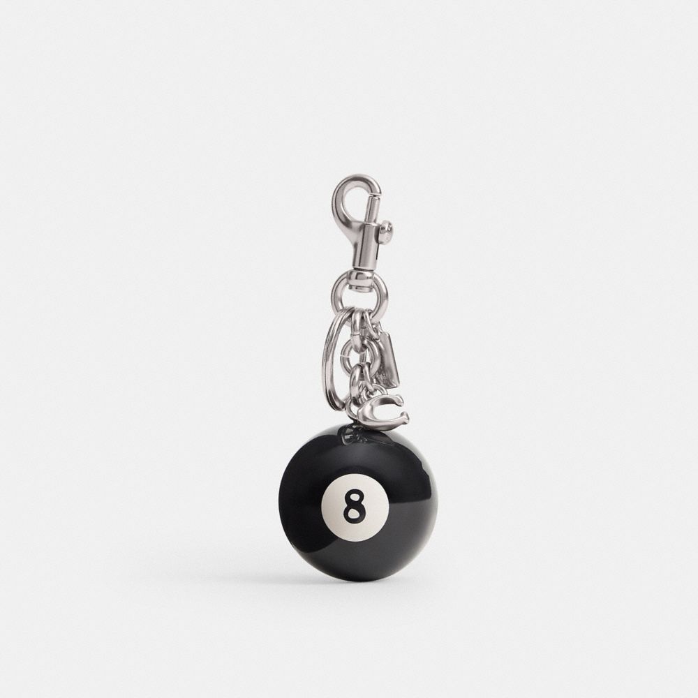 Coach Eight Ball Bag Charm Silver Black