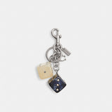 Coach Dice Bag Charm Light Antique Gold Silver Black Multi