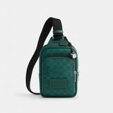 Coach Racer Sling Pack In Signature Canvas With Charms Silver Sea Green