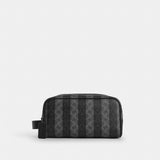 Coach Large Travel Kit In Signature Canvas Gunmetal Black Grey