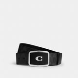 Coach Signature Plaque Buckle Belt, 38 Mm Black Signature