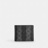 Coach 3 In 1 Wallet In Signature Canvas With Stripes Black Grey