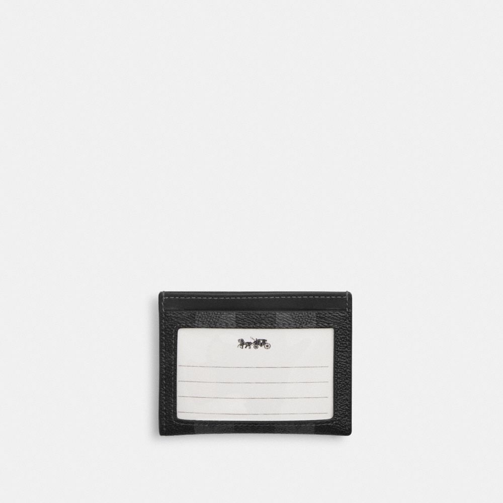 Coach Slim Id Card Case In Signature Canvas With Stripes Black Grey